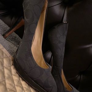 Black Monogram Coach Kitten Heels size 8.5